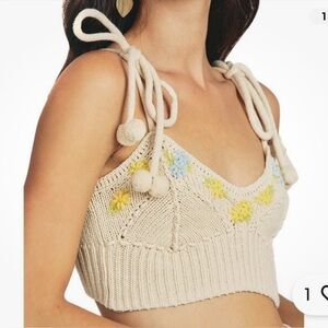 LoveShackFancy Cream and Yellow Knit Lago Knit Top